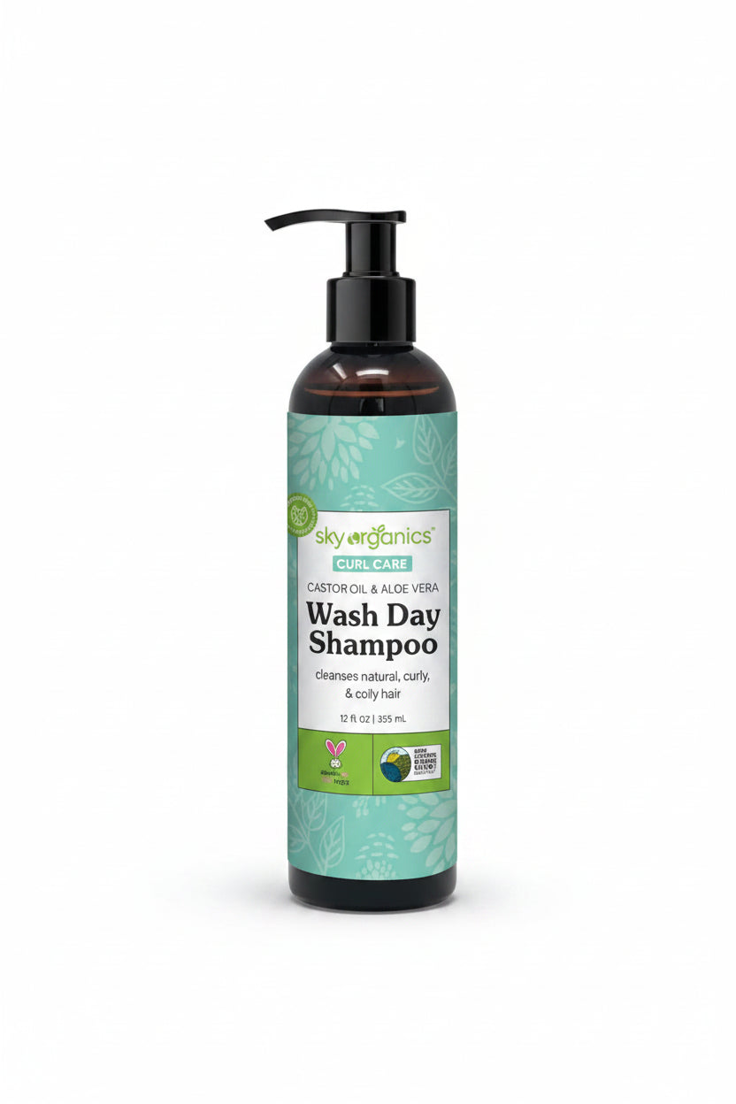 Sky Organics Curl Care Wash Day Shampoo Castor Oil & Aloe Vera(12 fl oz/355 mL)