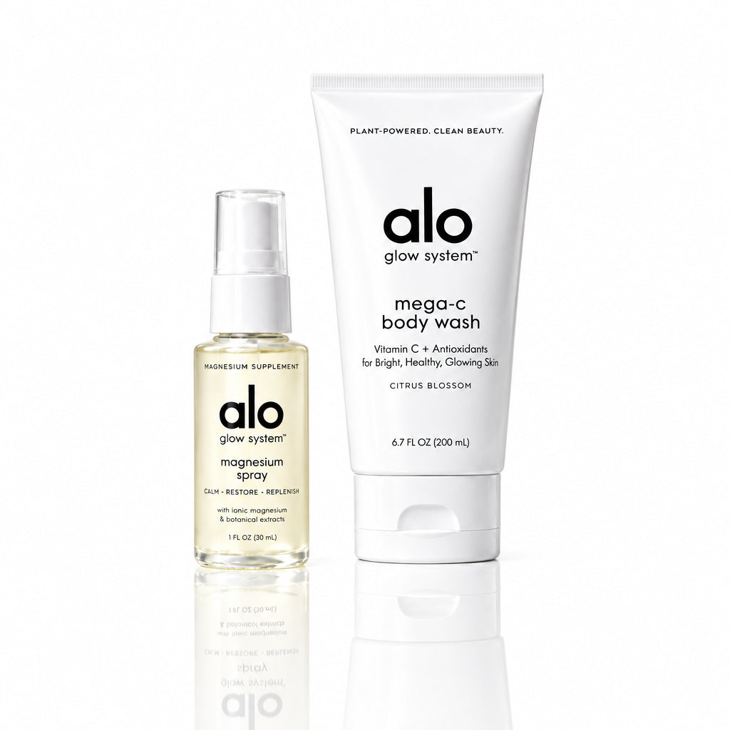 Alo Best-Seller Mini Duo - Magnesium Spray, Mega-C Body Wash (0.7 oz, 1.6 oz)
