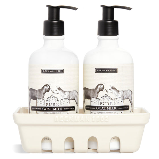 Beekman 1802 Hand Care Set 3 pcs - Goat Milk Hand & Body Wash x2 Hand & Body Lotion x1 - Sunshine Lemon