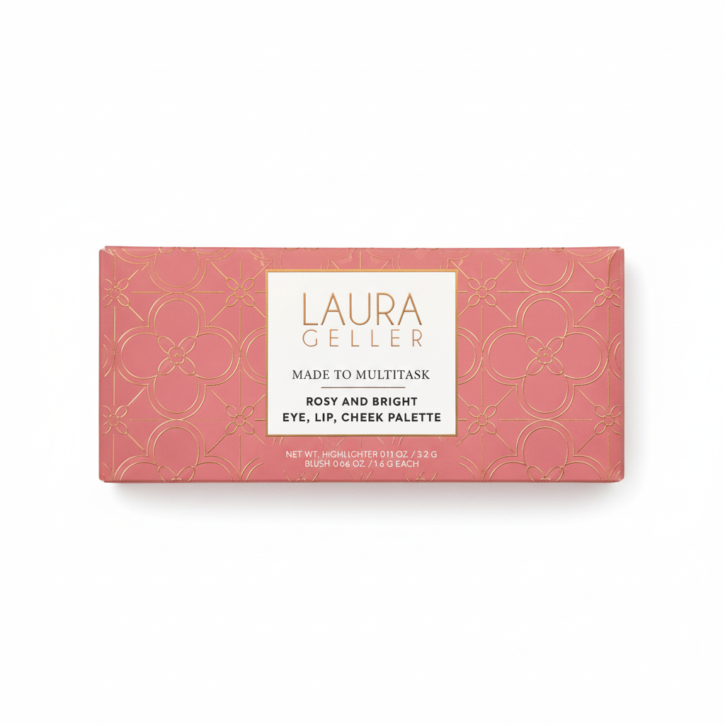 Laura Geller Made To Multitask Eye, Lip, Cheek Palette - Rosy And Bright (Highlighter 0.11 oz, Blush 0.06 oz)