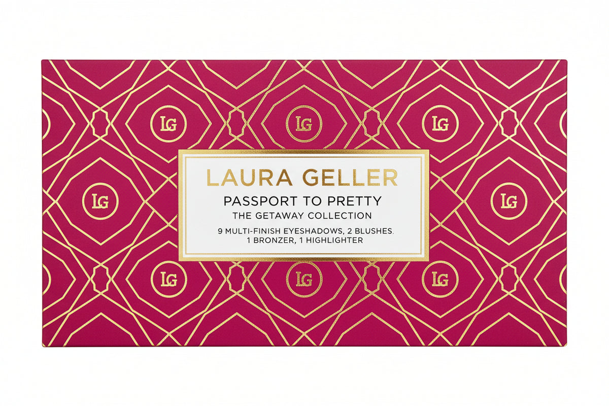 Laura Geller Passport To Pretty 9 Multi-Finish Eyeshadows, 2 Blushes, 1 Bronzer, 1 Highlighter - The Getaway Collection (0.5 oz X9, 0.2 oz X2, 0.12 oz, 0.1 oz)
