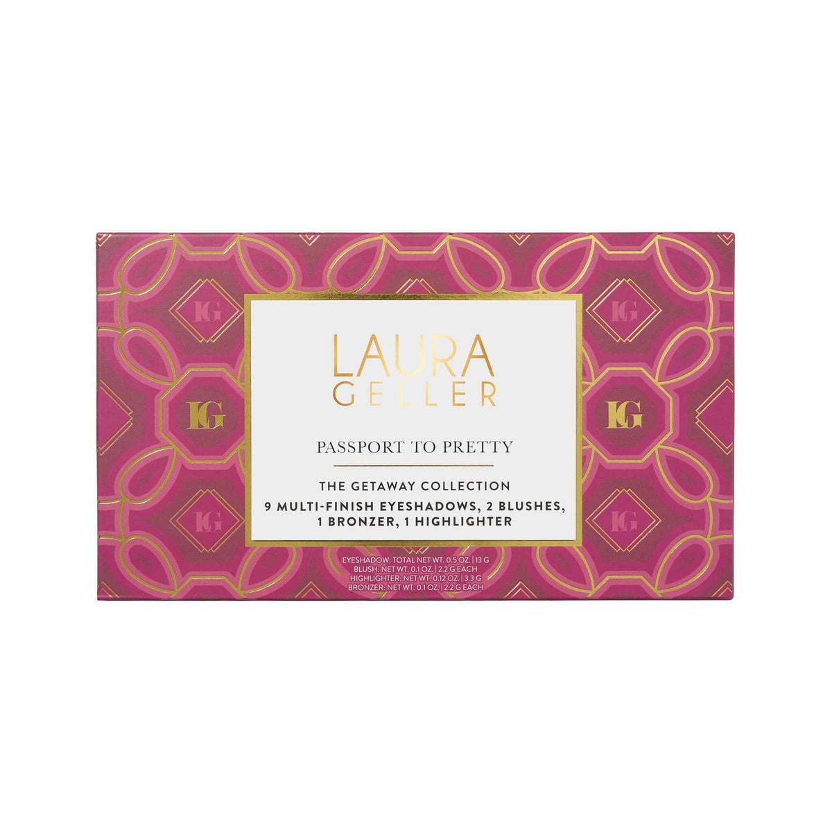 Laura Geller Passport To Pretty 9 Multi-Finish Eyeshadows, 2 Blushes, 1 Bronzer, 1 Highlighter - The Getaway Collection (0.5 oz X9, 0.2 oz X2, 0.12 oz, 0.1 oz)