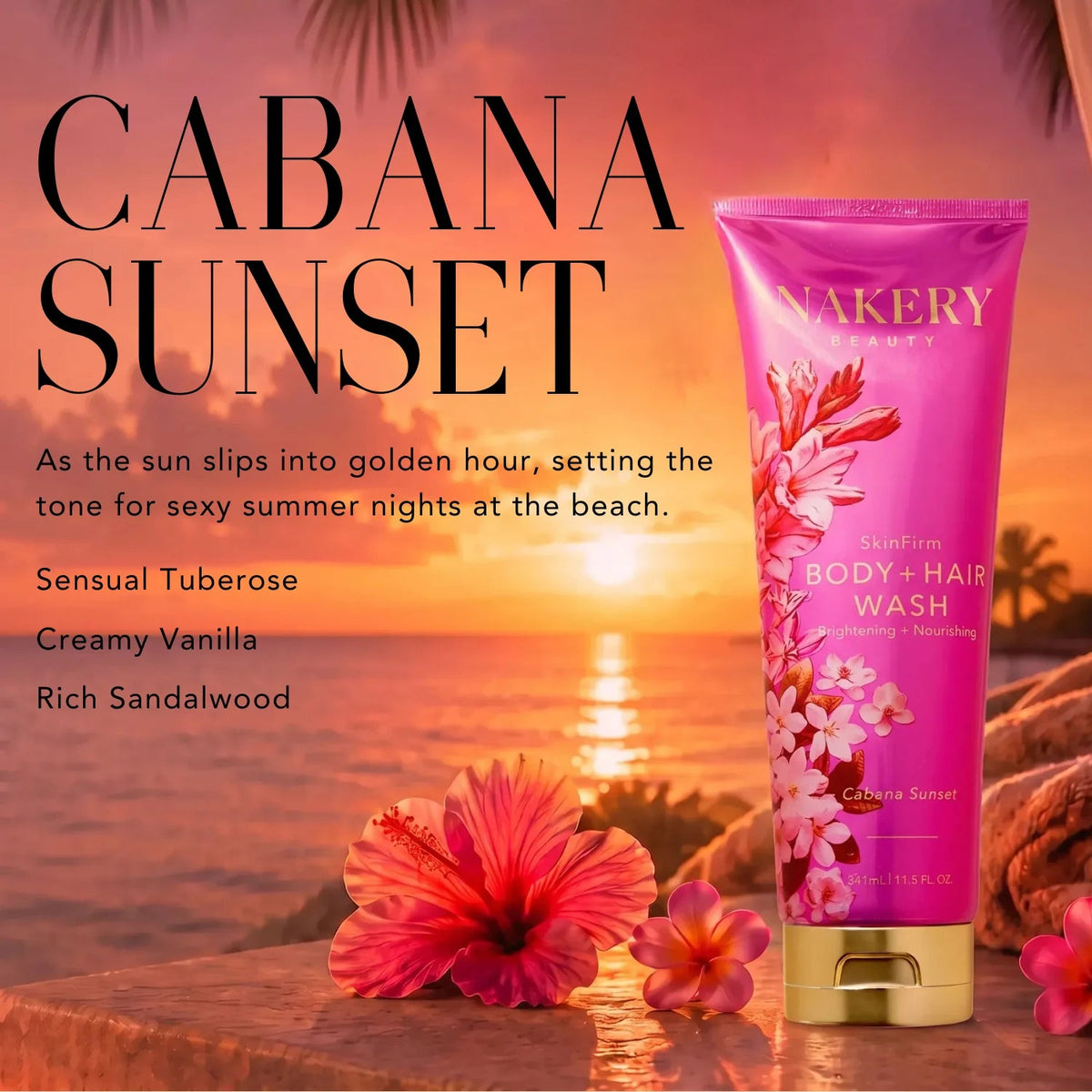 Nakery Skinfirm Body + Hair Wash 341 mL - Cabana Sunset (11.5 oz)