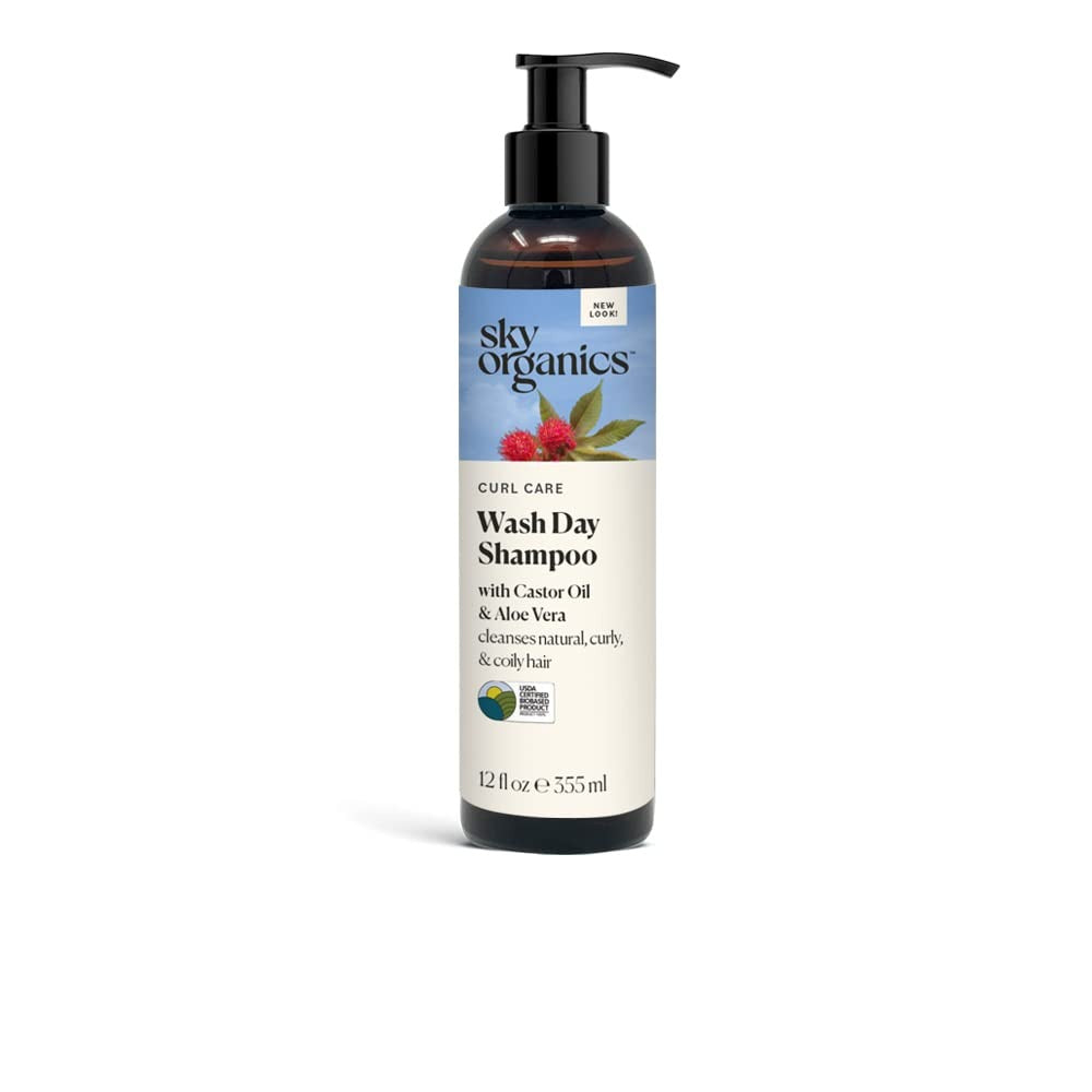 Sky Organics Curl Care Wash Day Shampoo Castor Oil & Aloe Vera(12 fl oz/355 mL)