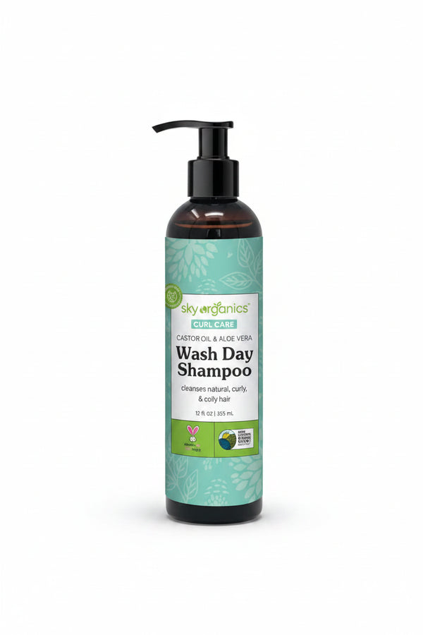 Sky Organics Curl Care Wash Day Shampoo Castor Oil & Aloe Vera(12 fl oz/355 mL)