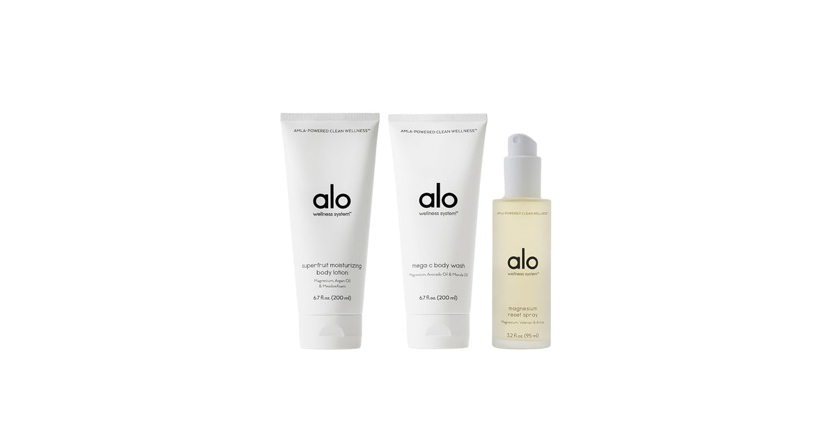 Alo Best-Seller Mini Duo - Magnesium Spray, Mega-C Body Wash (0.7 oz, 1.6 oz)