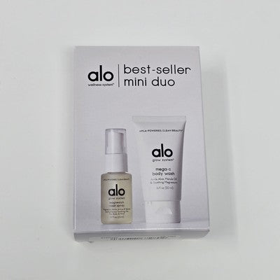 Alo Best-Seller Mini Duo - Magnesium Spray, Mega-C Body Wash (0.7 oz, 1.6 oz)