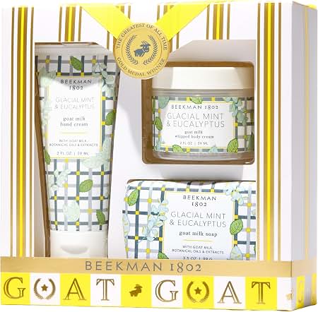 Beekman 1802 Hand Care Set 3 pcs - Goat Milk Hand & Body Wash x2 Hand & Body Lotion x1 - Glacial Mint & Eucalyptus