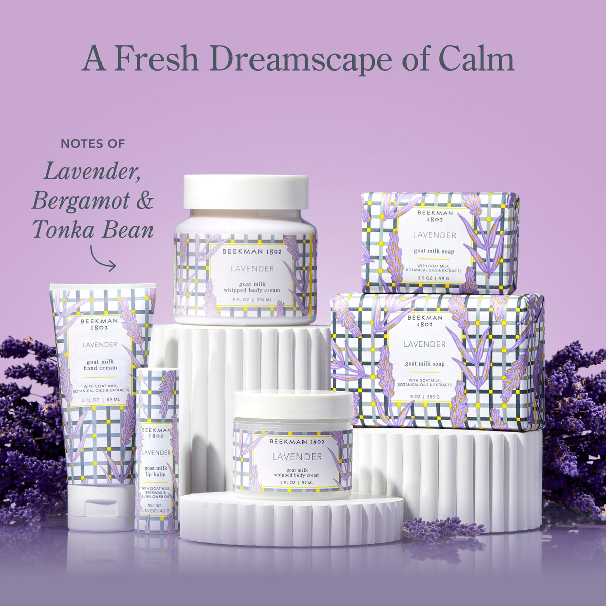 Beekman 1802 Hand Care Set 3 pcs - Goat Milk Hand & Body Wash x2 Hand & Body Lotion x1 - Lilac Dream
