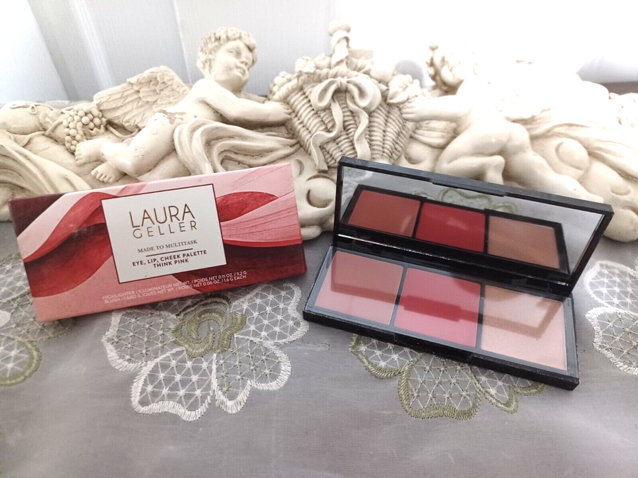 Laura Geller Made To Multitask Eye, Lip, Cheek Palette - Rosy And Bright (Highlighter 0.11 oz, Blush 0.06 oz)