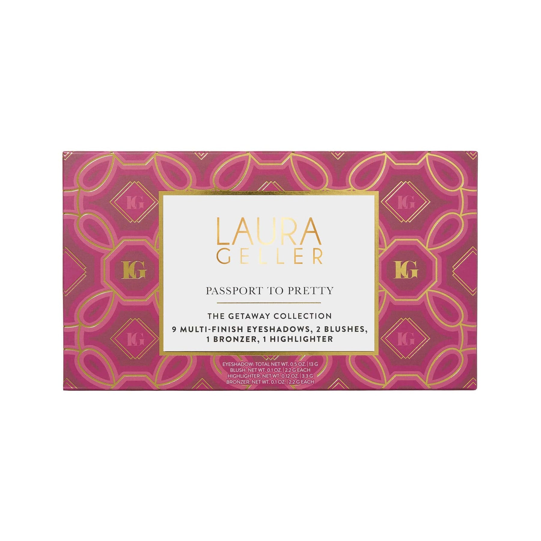 Laura Geller Passport To Pretty 9 Multi-Finish Eyeshadows, 2 Blushes, 1 Bronzer, 1 Highlighter - The Getaway Collection (0.5 oz X9, 0.2 oz X2, 0.12 oz, 0.1 oz)