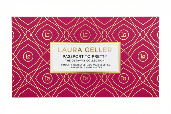 Laura Geller Passport To Pretty 9 Multi-Finish Eyeshadows, 2 Blushes, 1 Bronzer, 1 Highlighter - The Getaway Collection (0.5 oz X9, 0.2 oz X2, 0.12 oz, 0.1 oz)