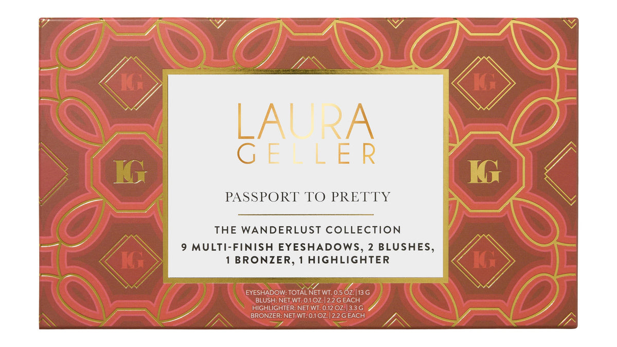 Laura Geller Passport To Pretty 9 Multi-Finish Eyeshadows, 2 Blushes, 1 Bronzer, 1 Highlighter - The Wanderlust Collection (0.5 oz X9, 0.1 oz X2, 0.12 oz, 0.1 oz)