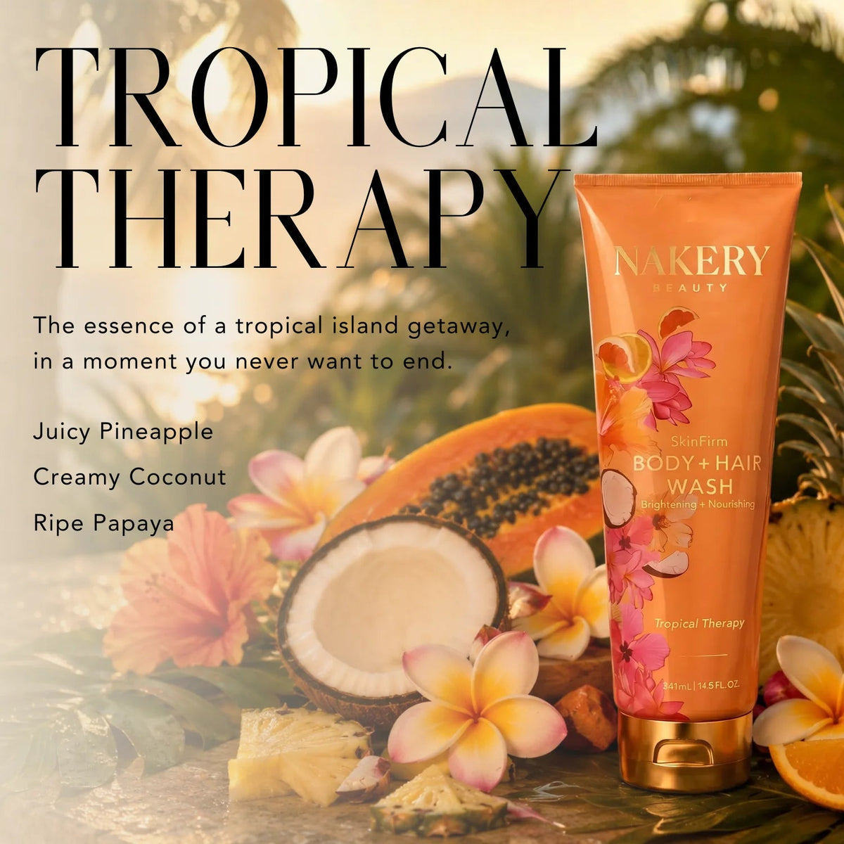 Nakery Skinfirm Body + Hair Wash 341 mL - Tropical Therapy (11.5 oz)
